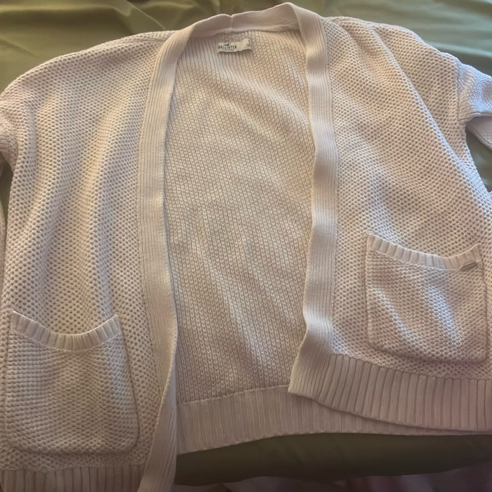 Hollister White Knit Cardigan